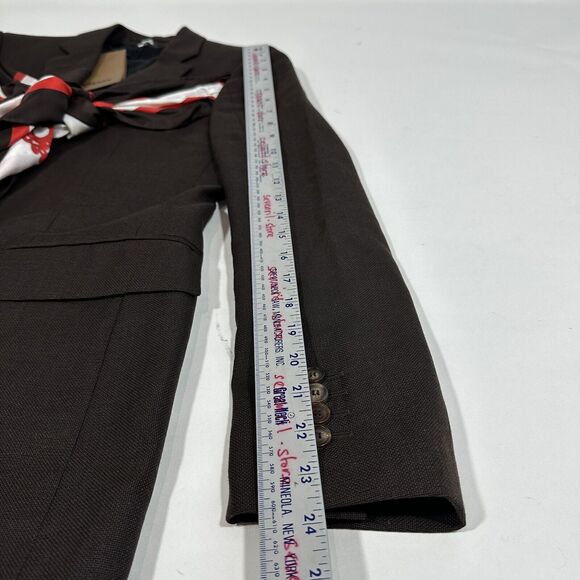 Burberry Runway Size 6 Wool Brown Blazer Jacket Silk Scarf Detail NWT $2,550 - Picture 13 of 14